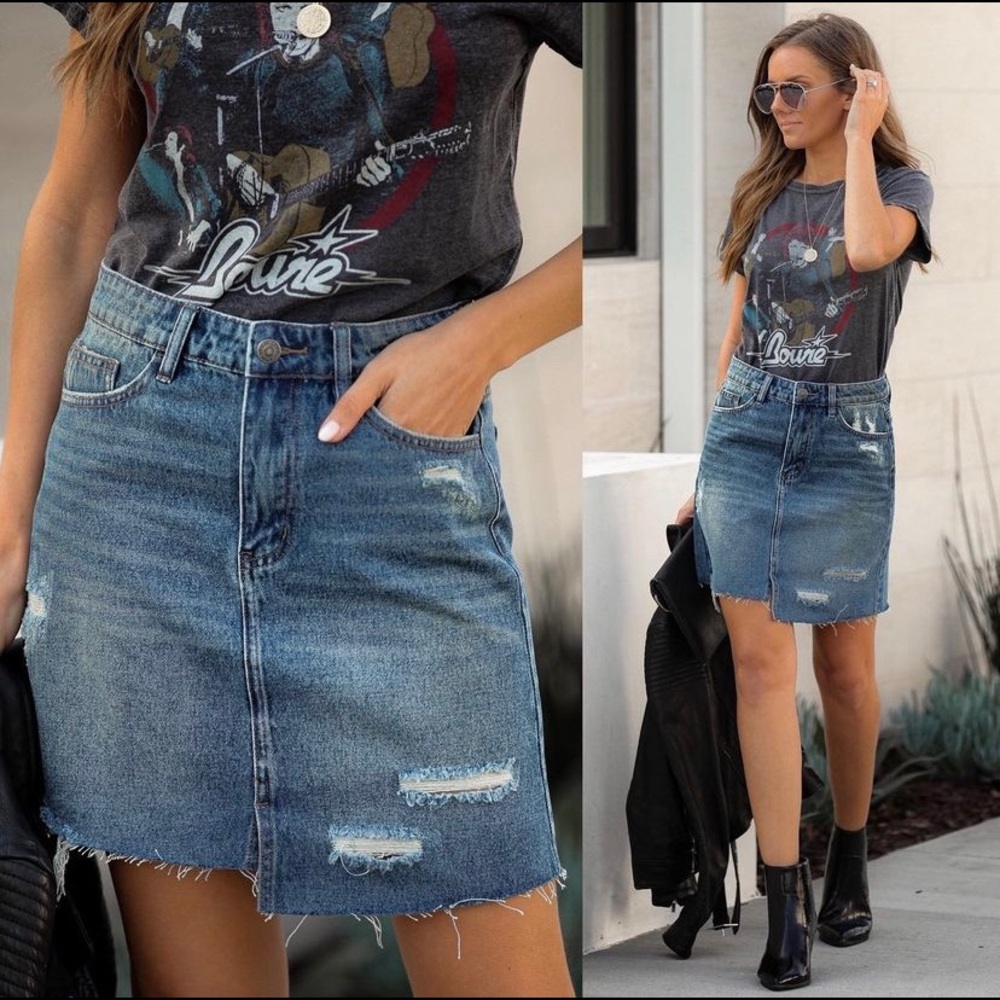 VICI - Adaline Distressed Denim Skirt (NWT)